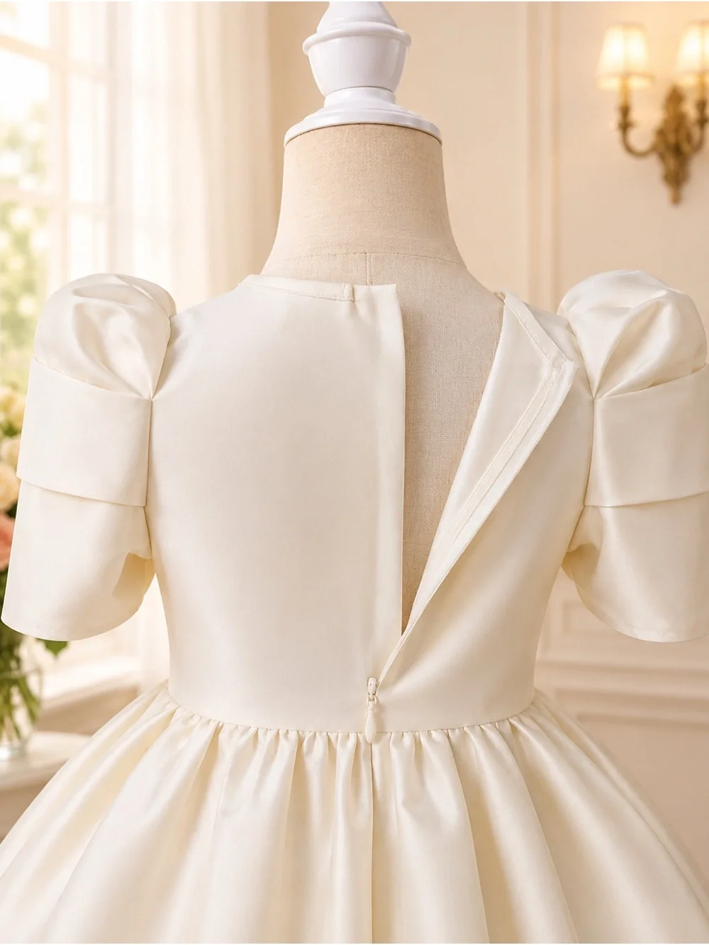 Filipiniana Girls Ivory Floral Accent Party Dress